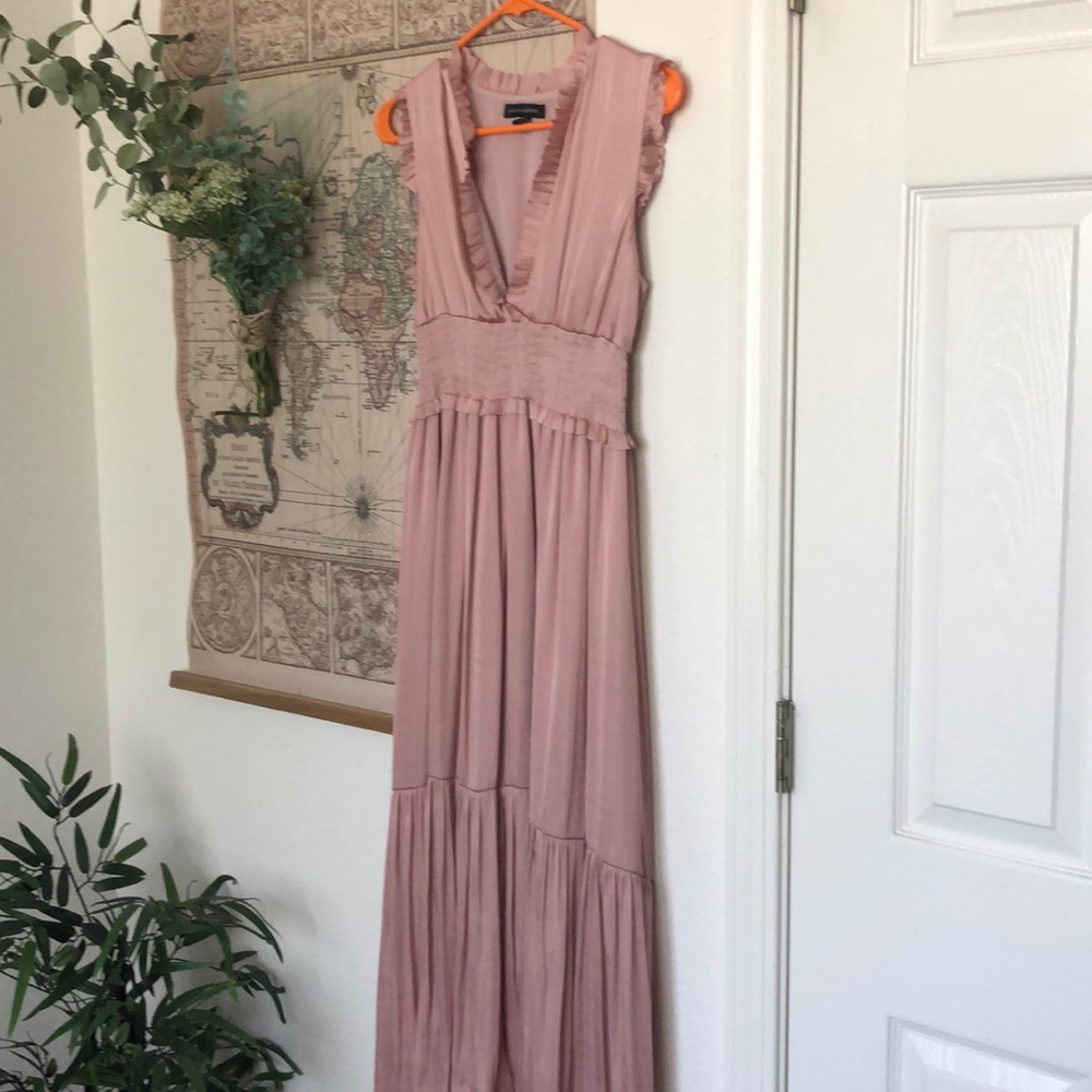 pink silk a-line dress